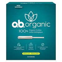 o.b. O.b. organic tampons with new plant-based applicator, 100% organic cotton, regular, 18 count (Pack of 3)