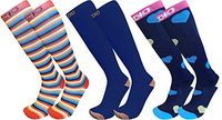 Plus Size Stripes and Hearts 15-20mmHG 3-Pairs Graduated Compression Socks For Men & Women (2X3X)