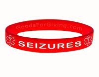 Seizures ID Bracelet Wristband - Red - 8 Inches - Standard