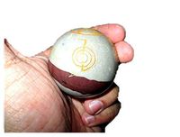 Jet Narmada Lingam Crystal Ball Sphere Genuine Original Authentic Usui Engraved 45 mm - 50 mm Gemstone Unique Rare Free Booklet Crystal Therapy Image is JUST A Reference.