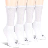 Doctor's Choice Women's Non-Binding Circulatory Diabetic 4 Pack White Cushioned Crew Socks, Shoe Size 4-10