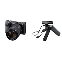 Sony Alpha a6400 Mirrorless Camera: ILCE-6400M/B and Grip and Tripod for Camcorders