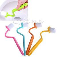 SimpleLif Portable Toilet Brush Scrubber Curved Cleaner Clean Brush Handle Corner