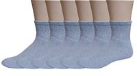 6 Pairs Lose Fit Non Binding Top Physician Approved Therapeutic Diabetic Low Cut Ankle Socks (10-13, Grey)