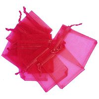 LEFV Organza Bags Sheer Drawstring Pouches Jewelry Wedding Party Christmas Favor Gift Bag, 3.5inch x 4.5inch, Pack of 50(Hot Pink)