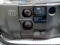 Olympus Infinity Tele 35mm Film Camera Olympus Biaxial Optical System Tele:70mm Wide:35mm w/ Olympus Lens 35mm/70mm Auto Focus Flash Ready 35mm Film Camera (Grey Color Version)