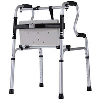 Goquik Folding Walker Elderly Auxiliary Aluminum Walker with Plastic Seat Plate Without Wheel Walking Training Rehabilitation Equipment