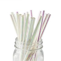 Ipalmay Foil Iridescent Pink Pearl Cocktail Paper Straws, Disposable Biodegradable, 7.75 Inches, Pack of 100