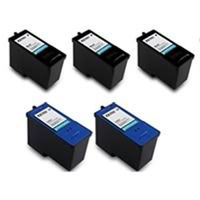 Amsahr KX701/JP451 Remanufactured Replacement Dell Ink Cartridges for Printers/Faxes with 3 Black and 2 Color Cartridges Ink