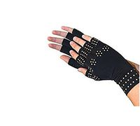 Arthritis Compression Gloves with Magnets Magnetic Therapy Gloves Semi Fingerless (Black)