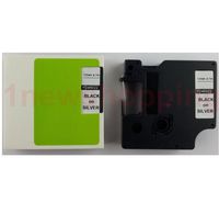 Black on Silver Label Tape Compatible for DYMO D1 45022 1/2" x 23' (12mm x 7m)