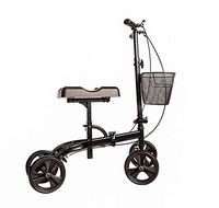 Medical Knee Scooter for Broken Foot by HEALTHLINE, Knee Walker Scooter with Handle Brake and Basket, Crutch Alternative, Steerable, All Terrain Knee Scooter, Black