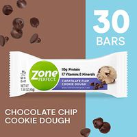 ZonePerfect Protein Bars, Chocolate Chip Cookie Dough, 10g of Protein, Nutrition Bars With Vitamins & Minerals, Great Taste Guaranteed, 1.58 oz, Pack of 30