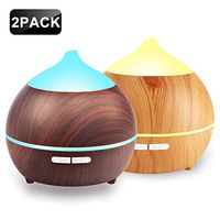 Mulcolor Essential Oil Diffuser, 2Pack 250ml Aromatherapy Diffuser for Essential Oils, Aroma Oil Diffuser Humidifier, Ultrasonic Diffuser Wood Grain, Waterless Auto Shut off, 7 Colors Light