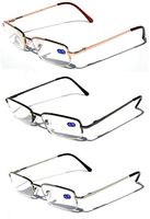 3 Pairs Half Rim Metal Rectangular Reading Glasses With Spring Hinge Rectangle Reader (3 Pairs Random Color, 1.75)