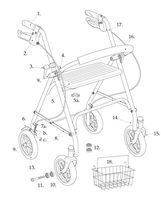 Drive Replacement Parts for Rollator Model 10257 (6. Wheel Brake- Left)