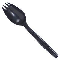 Daxwell Plastic Sporks, Medium Weight Polypropylene (PP), Black, 5 3/8", A10000539 (Case of 1,000)