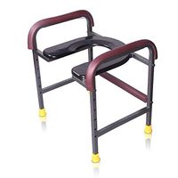 LshkyGH Dark Red Mobile Commode Chairs, U-Type with Grab Bars Paint Rust Non-Slip Height Adjustable 30-50cm Thicker Steel Old Man Pregnant Women Sturdy Waterproof