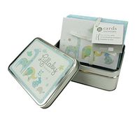 Baby Shower Thank You / Invitation Cards, Envelopes & Tin Keepsake Container – Boy: “Lullaby” – 16 Blank Inside Notecards w/ Matching Envelopes, Baby Shower Thank You Cards, Stationery