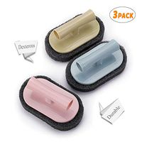 Rando Handle Emery Sponge Brush Household Cleaning for Kitchen Dish Pot Scrubber Bathroom Tile Shower Bathtub Scouring Brush (3, Pink+Blue+Yellow)