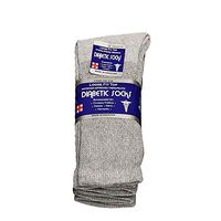 Physicians Approved Diabetic Socks Crew Unisex 3, 6 or 12-Pack (9-11 Women/Men Size, 3 Pairs Grey)