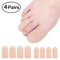 Beautulip Toe Cover Gel Protectors Breathable Toe Sleeves for Missing or Ingrown Toenails, Greek Toe and Hammer Toe PACK of 8 (Beige)