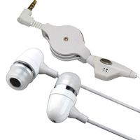 Retractable All WHITE Metal Bullet Sound Isolating In-ear Earbuds Earphones Hands-free Headset with Microphone for Lenovo 16GB ThinkPad (10.1), IdeaTab A2107 / A2109 (9), IdeaPad A1107 , ThinkPad X220 42963MU (12.5), IdeaTab 9.7 S2109