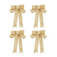 Amosfun 4pcs 23cm Christmas Tree Bow Topper Gift Bow Tree Topper Bowknot Indoor Outdoor Ornaments for Christmas Tree Decoration (Golden)