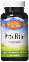 Carlson - Pro-Rite, Free-Form L-Proline & L-Lysine, Cardiovascular Health, Joint Support & Collagen Formation, 60 Tablets