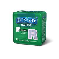 FitRight Extra Adult Briefs with Tabs, Moderate Absorbency, Regular, 40"-50", (Pack of 20)