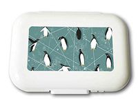 Small Weekly Pill Case - Cartoon Geometric Penguin Travel Pill Organizer Box for Travel Safe Plastic Material 7 Small and 1 Large-Compartment