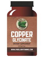 Pure Lab Vitamins Copper Glycinate 1mg - 60 Vegi Caps - Amino Acid Salt for Better bioavailability. Immune-, Blood- and Connective Tissue Support.