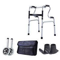 Wheelchair Medical Equipment Elderly Thick Aluminum Alloy Disabled Walking Aid Lightweight Portable Walker, Height Adjustable, One-Button Folding Walker Assist Devices (Color : Walker3)