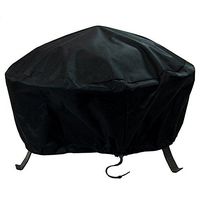 Sunnydaze Round Outdoor Fire Pit Cover - Waterproof and Weather Resistant Black Heavy Duty Vinyl PVC with Drawstring Closure - 30 Inch