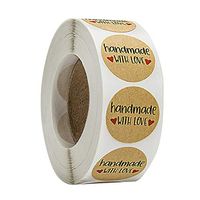 LoveinDIY Round Shape Thank You Stickers, Kraft Paper Decorative Sealing Labels, 500 Stickers/Roll, 1" Diameter (1 Roll)