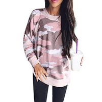 Womens Camo Shirts Leopard Printed Sweatshirt Long Sleeve Crewneck Fashion T-Shirt Casual Loose Pullover Jumper Tops