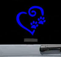 JS Artworks Swirly Heart Pawprint Vinyl Decal Sticker Dog Lover pet Rescue (Blue)