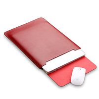 ELEOPTION Microfiber Soft Leather Laptop Sleeve Slim Case Cover Integrated Mousepad for MacBook 12", MacBook 11.6", MacBook 13.3", MacBook 15.5" (15.4 inch, Red)