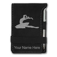 Mini Notepad, Dancer, Personalized Engraving Included (Black with Silver)