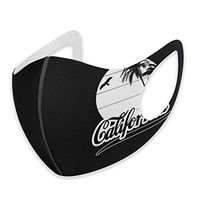 YOFFYO Mouth Cover Earloop Mouth Cover Comfort Polyester Breathable Cover - California Palm Tree Logo Black Adjustable Elastic Band Windproof Face and Nose Cover, Reusable & Washable