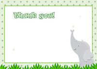 30 Blank Thank You Cards Notes Elephant Green Birthday Baby Shower + 30 White Envelopes