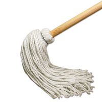 UNISAN Deck Mop w/51 in. Wooden Handle, 12 oz. Rayon Fiber Head - six mops per pack.