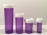 Dram 4 Pack Reversible Lid Cap Containers 60, 30, 20, 08 DR Qty CASE Size Count Rx Pill Pharmacy Vials Crafts Coins Storage Vitamins Medicine MMJ Jar 420 (Violet - Transparent)