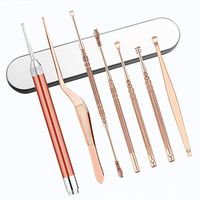 JM-D Ear Wax Remover - LED Ear Cleaner - Electronic Earpick + 8 Pcs Stainless Steel Earwax Removal Curette Tool Health Ear Care Set for Kids Adults Elderly and Pets