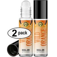 Wild Orange Roll On Essential Oil Rollerball (2 Pack - Pure Wild Orange Oil) Pre-diluted with Glass Roller Ball for Aromatherapy, Kids, Children, Adults Topical Skin Application - 10ml Bottle
