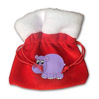 NRIEG Hippopotamus Purple Christmas Candy Bags Santa Claus Gift Treat Sacks with Drawstring Xmas Stocking Ornaments Decor Handbag