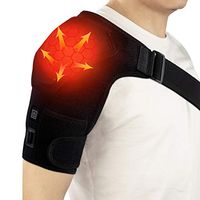 Heated Shoulder Brace Far Infrared Heating Shoulder Pad 3 Heating Mode with Hot&Cold Therapy Support for Muscle Pain Relief Frozen Shoulder Bursitis Tendonitis Rotator Cuff (Didn't Come with Battery)