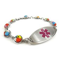 My Identity Doctor - Women's Medical Alert Bracelet with Engraving - 1cm Steel, Glass - Purple - Wrist Size 6.75 Inch