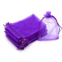 Dealglad 100pcs Drawstring Organza Jewelry Candy Pouch Party Wedding Favor Gift Bags (3.5x4.5, Purple)