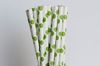 Lime Green Polka Dot Paper Straws (50)